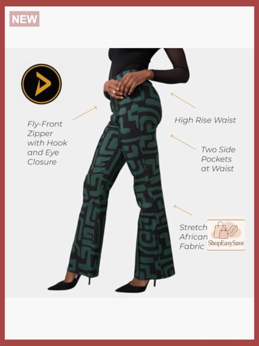 Wide Leg Pants Stretch Woven Elastic Waist French Seams Pockets Casual Chic - Picture 3 of 6